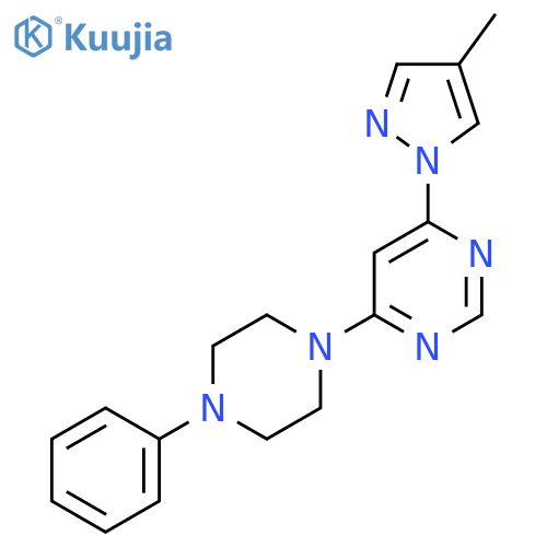 4-(4-methyl-1H-pyrazol-1-yl)-6-(4-phenylpiperazin-1-yl)pyrimidine structure