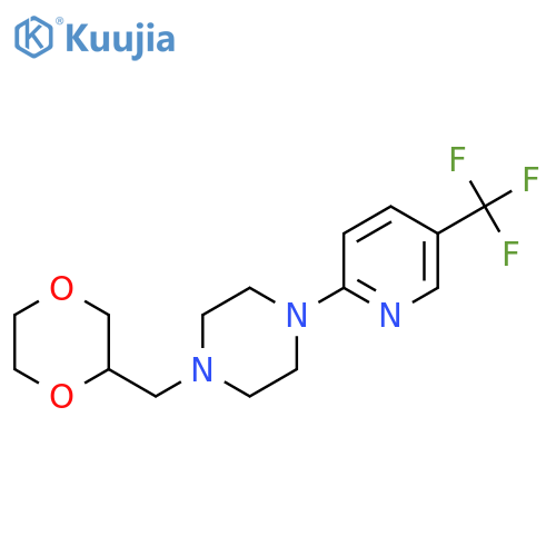 1-[(1,4-Dioxan-2-yl)methyl]-4-[5-(trifluoromethyl)pyridin-2-yl]piperazine structure