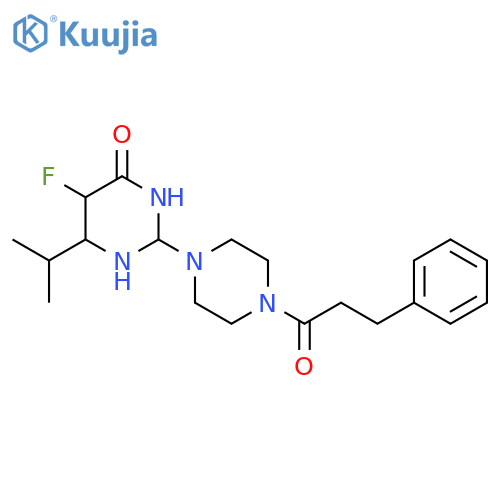 5-Fluoro-2-[4-(3-phenylpropanoyl)piperazin-1-yl]-6-(propan-2-yl)-3,4-dihydropyrimidin-4-one structure