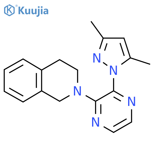 2-[3-(3,5-dimethyl-1H-pyrazol-1-yl)pyrazin-2-yl]-1,2,3,4-tetrahydroisoquinoline structure