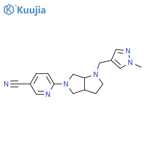 6-{1-[(1-methyl-1H-pyrazol-4-yl)methyl]-octahydropyrrolo[2,3-c]pyrrol-5-yl}pyridine-3-carbonitrile structure