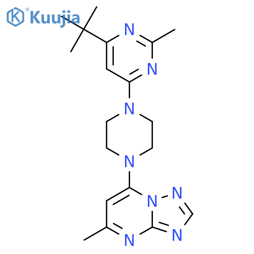 4-Tert-butyl-2-methyl-6-(4-{5-methyl-[1,2,4]triazolo[1,5-a]pyrimidin-7-yl}piperazin-1-yl)pyrimidine structure