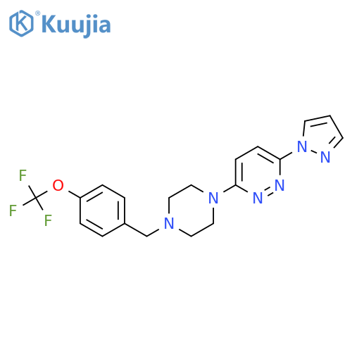 3-(1H-pyrazol-1-yl)-6-(4-{[4-(trifluoromethoxy)phenyl]methyl}piperazin-1-yl)pyridazine structure