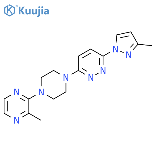 3-(3-methyl-1H-pyrazol-1-yl)-6-[4-(3-methylpyrazin-2-yl)piperazin-1-yl]pyridazine structure