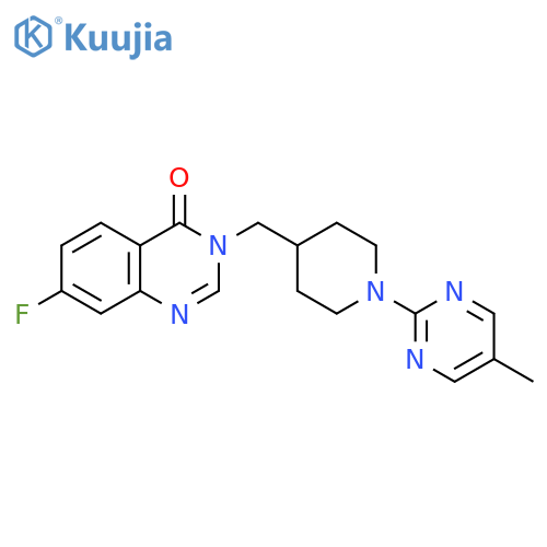 7-fluoro-3-{[1-(5-methylpyrimidin-2-yl)piperidin-4-yl]methyl}-3,4-dihydroquinazolin-4-one structure