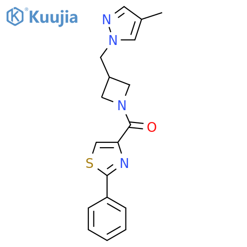 4-{3-[(4-methyl-1H-pyrazol-1-yl)methyl]azetidine-1-carbonyl}-2-phenyl-1,3-thiazole structure