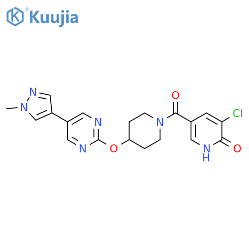 3-chloro-5-(4-{[5-(1-methyl-1H-pyrazol-4-yl)pyrimidin-2-yl]oxy}piperidine-1-carbonyl)pyridin-2-ol structure