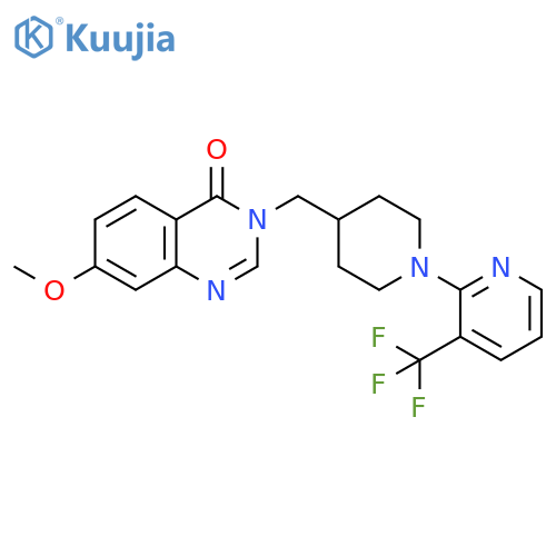 7-methoxy-3-({1-[3-(trifluoromethyl)pyridin-2-yl]piperidin-4-yl}methyl)-3,4-dihydroquinazolin-4-one structure