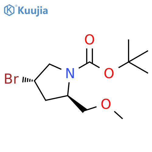 1-Pyrrolidinecarboxylic acid, 4-bromo-2-(methoxymethyl)-, 1,1-dimethylethyl ester, (2R,4S)- structure