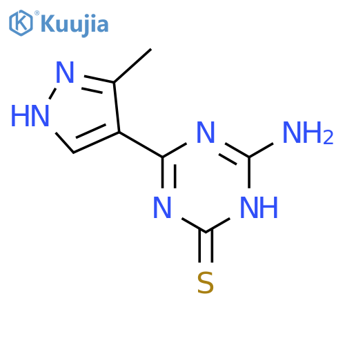1,3,5-Triazine-2(1H)-thione, 6-amino-4-(3-methyl-1H-pyrazol-4-yl)- structure
