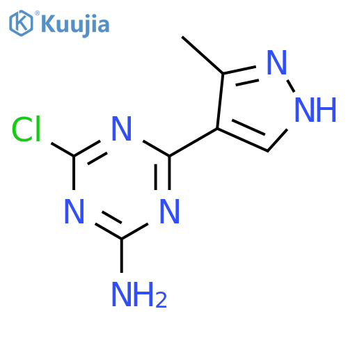 1,3,5-Triazin-2-amine, 4-chloro-6-(3-methyl-1H-pyrazol-4-yl)- structure