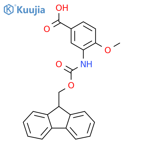 3-((((9H-Fluoren-9-yl)methoxy)carbonyl)amino)-4-methoxybenzoic acid structure