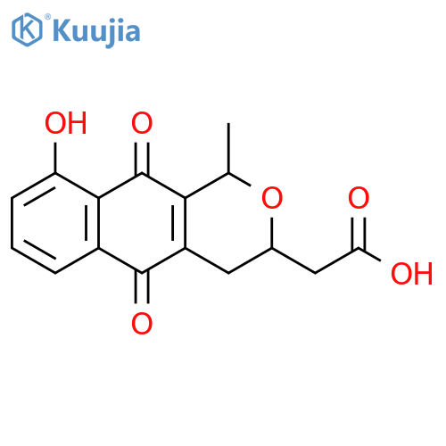 1H-Naphtho[2,3-c]pyran-3-acetic acid,3,4,5,10-tetrahydro-9-hydroxy-1-methyl-5,10-dioxo- structure