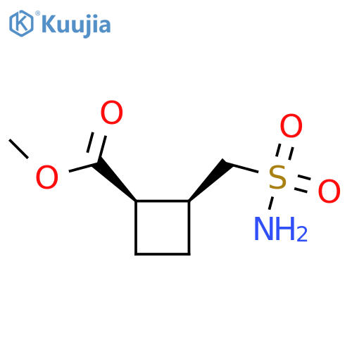 rac-methyl (1R,2S)-2-(sulfamoylmethyl)cyclobutane-1-carboxylate structure