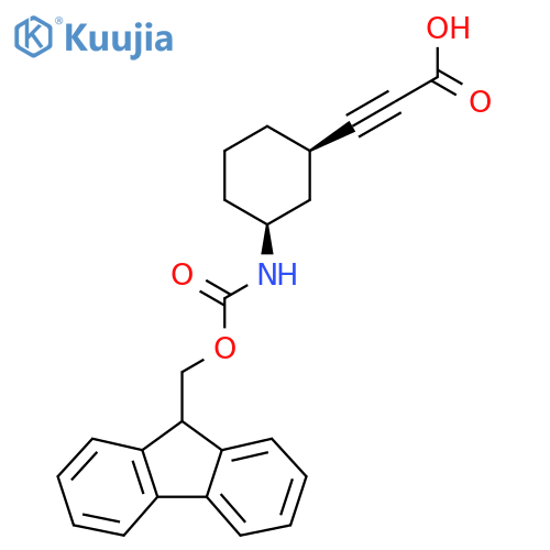 rac-3-(1R,3S)-3-({(9H-fluoren-9-yl)methoxycarbonyl}amino)cyclohexylprop-2-ynoic acid structure