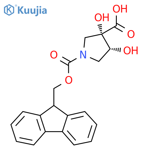 rac-(3R,4S)-1-{(9H-fluoren-9-yl)methoxycarbonyl}-3,4-dihydroxypyrrolidine-3-carboxylic acid structure