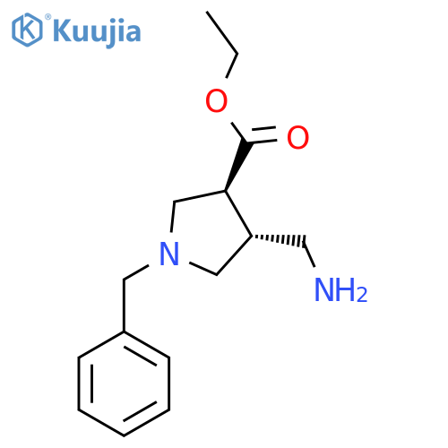 rac-ethyl (3R,4S)-4-(aminomethyl)-1-benzylpyrrolidine-3-carboxylate structure
