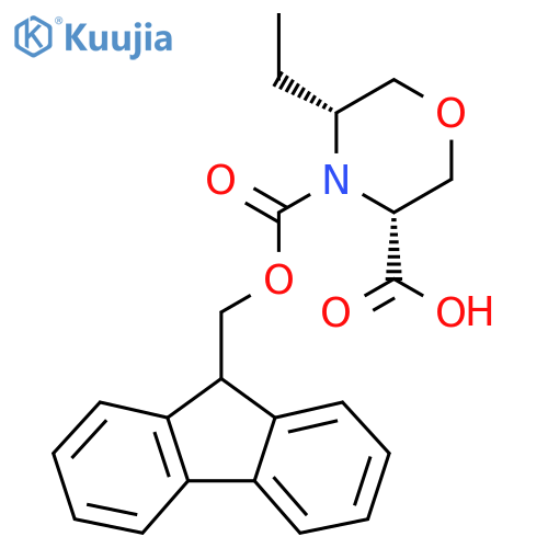 (3R,5R)-5-ethyl-4-{(9H-fluoren-9-yl)methoxycarbonyl}morpholine-3-carboxylic acid structure