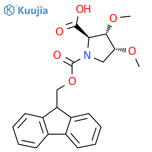 rac-(2R,3S,4R)-1-{(9H-fluoren-9-yl)methoxycarbonyl}-3,4-dimethoxypyrrolidine-2-carboxylic acid structure