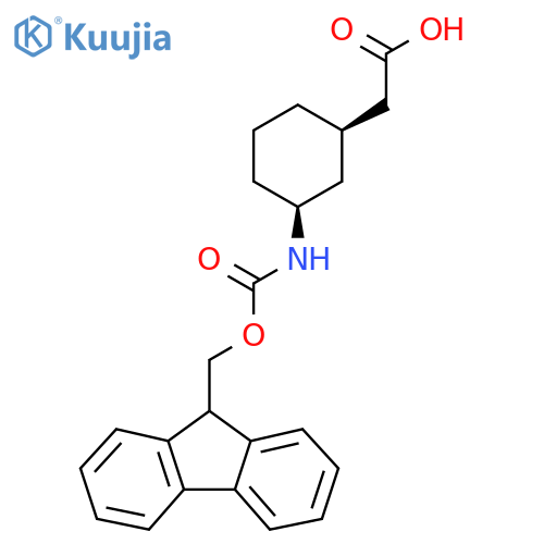 rac-2-(1R,3S)-3-({(9H-fluoren-9-yl)methoxycarbonyl}amino)cyclohexylacetic acid structure