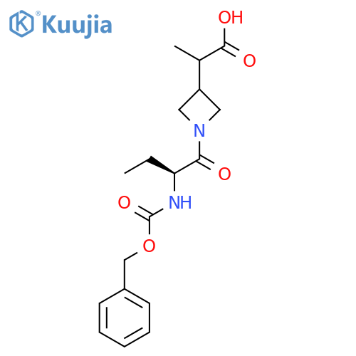2-{1-(2S)-2-{(benzyloxy)carbonylamino}butanoylazetidin-3-yl}propanoic acid structure