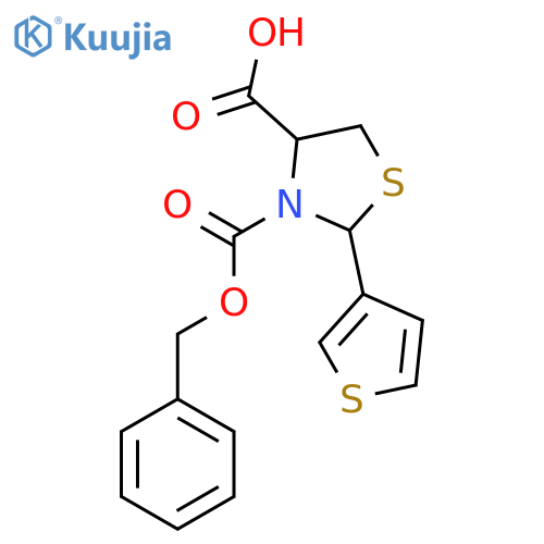 3-(benzyloxy)carbonyl-2-(thiophen-3-yl)-1,3-thiazolidine-4-carboxylic acid structure