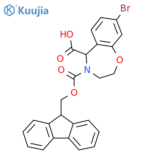 8-bromo-4-{(9H-fluoren-9-yl)methoxycarbonyl}-2,3,4,5-tetrahydro-1,4-benzoxazepine-5-carboxylic acid structure