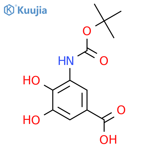3-{(tert-butoxy)carbonylamino}-4,5-dihydroxybenzoic acid structure