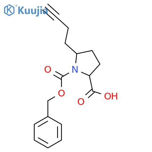 1-(benzyloxy)carbonyl-5-(but-3-yn-1-yl)pyrrolidine-2-carboxylic acid structure