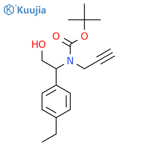 tert-butyl N-1-(4-ethylphenyl)-2-hydroxyethyl-N-(prop-2-yn-1-yl)carbamate structure