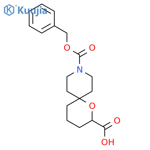9-[(Benzyloxy)carbonyl]-1-oxa-9-azaspiro[5.5]undecane-2-carboxylic acid structure
