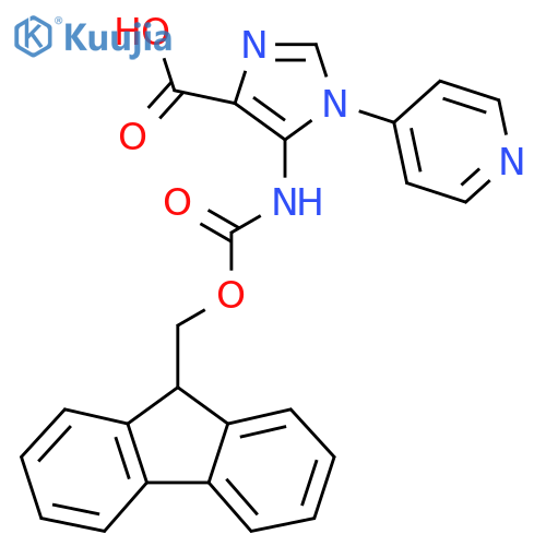 5-({(9H-fluoren-9-yl)methoxycarbonyl}amino)-1-(pyridin-4-yl)-1H-imidazole-4-carboxylic acid structure