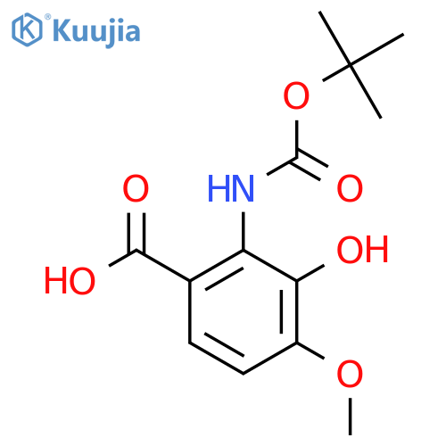 2-{(tert-butoxy)carbonylamino}-3-hydroxy-4-methoxybenzoic acid structure