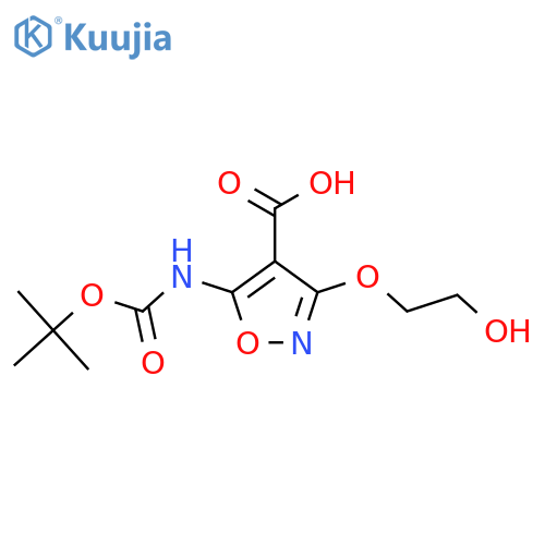 5-{(tert-butoxy)carbonylamino}-3-(2-hydroxyethoxy)-1,2-oxazole-4-carboxylic acid structure