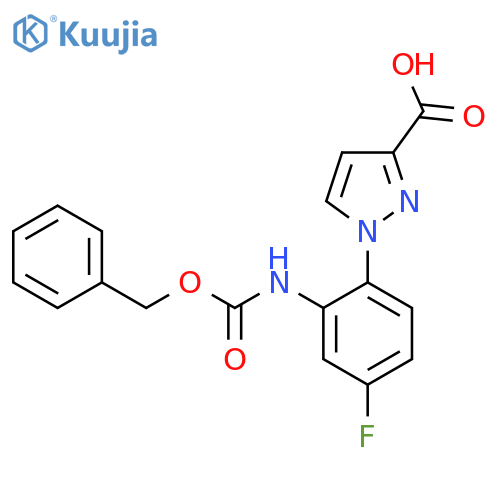 1-(2-{(benzyloxy)carbonylamino}-4-fluorophenyl)-1H-pyrazole-3-carboxylic acid structure