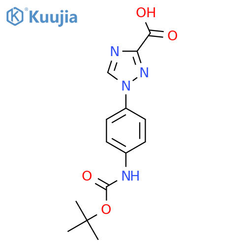 1-(4-{(tert-butoxy)carbonylamino}phenyl)-1H-1,2,4-triazole-3-carboxylic acid structure