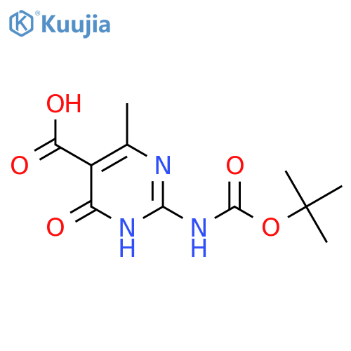 2-{[(Tert-butoxy)carbonyl]amino}-4-methyl-6-oxo-1,6-dihydropyrimidine-5-carboxylic acid structure
