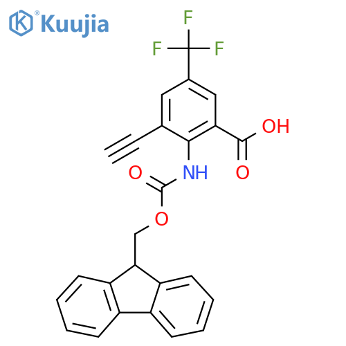 3-ethynyl-2-({[(9H-fluoren-9-yl)methoxy]carbonyl}amino)-5-(trifluoromethyl)benzoic acid structure