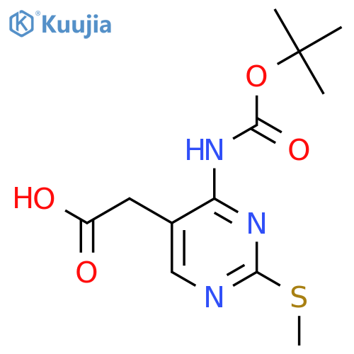 2-(4-{(tert-butoxy)carbonylamino}-2-(methylsulfanyl)pyrimidin-5-yl)acetic acid structure