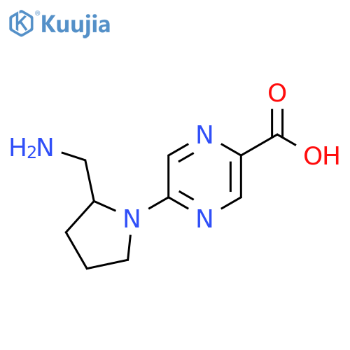 5-2-(aminomethyl)pyrrolidin-1-ylpyrazine-2-carboxylic acid structure