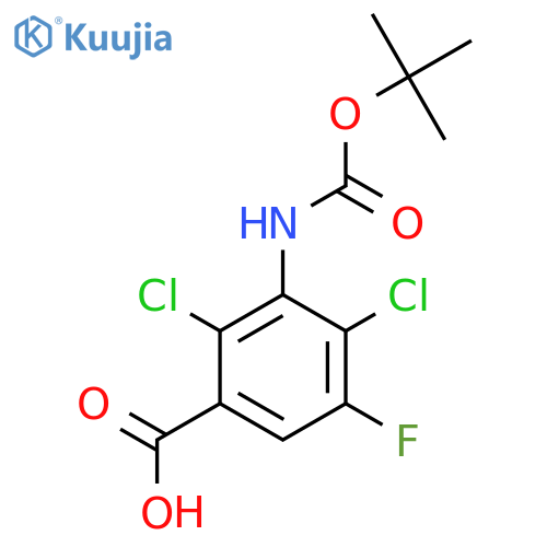 3-{(tert-butoxy)carbonylamino}-2,4-dichloro-5-fluorobenzoic acid structure