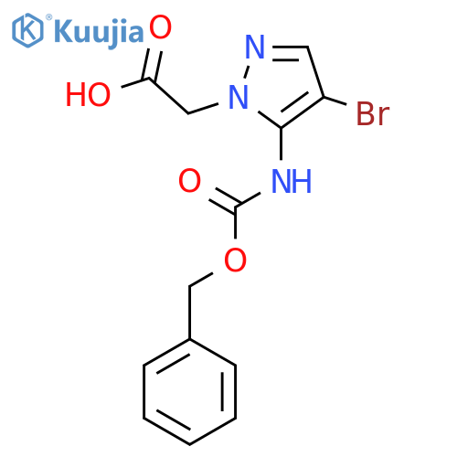 2-(5-{(benzyloxy)carbonylamino}-4-bromo-1H-pyrazol-1-yl)acetic acid structure