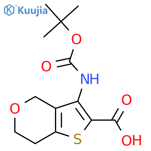 3-{(tert-butoxy)carbonylamino}-4H,6H,7H-thieno3,2-cpyran-2-carboxylic acid structure
