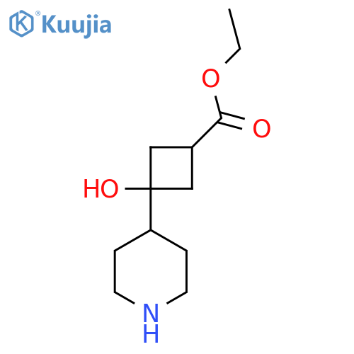 Ethyl (1s,3s)-3-hydroxy-3-(piperidin-4-yl)cyclobutane-1-carboxylate structure