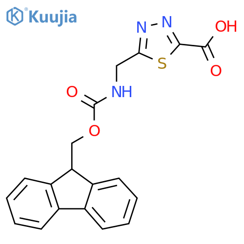 5-({(9H-fluoren-9-yl)methoxycarbonyl}amino)methyl-1,3,4-thiadiazole-2-carboxylic acid structure
