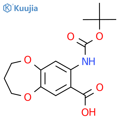 8-{(tert-butoxy)carbonylamino}-3,4-dihydro-2H-1,5-benzodioxepine-7-carboxylic acid structure
