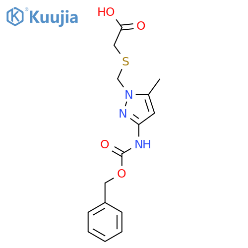 2-{[(3-{[(benzyloxy)carbonyl]amino}-5-methyl-1H-pyrazol-1-yl)methyl]sulfanyl}acetic acid structure