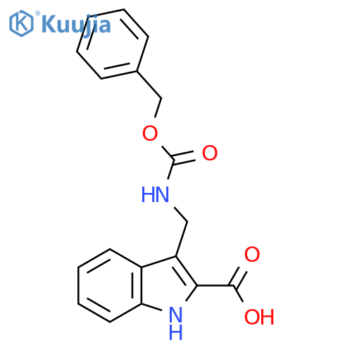 3-({(benzyloxy)carbonylamino}methyl)-1H-indole-2-carboxylic acid structure
