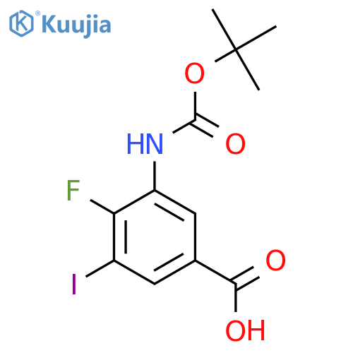 3-{(tert-butoxy)carbonylamino}-4-fluoro-5-iodobenzoic acid structure