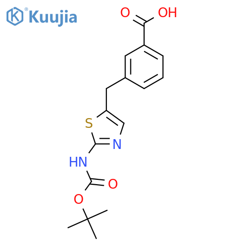 3-(2-{(tert-butoxy)carbonylamino}-1,3-thiazol-5-yl)methylbenzoic acid structure